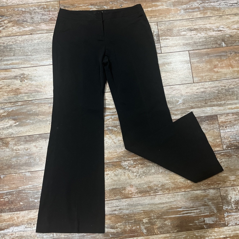 Express Y2K Black Wide Leg Dress Pants Front Seam Back Buckle‎ Womens 7/8 Office